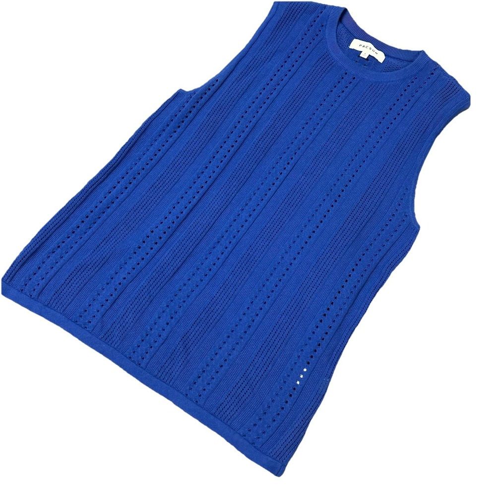 PACSUN Sweater Vest Men's Small Crochet‎ Knitted Preppy Tank Top Royal Blue